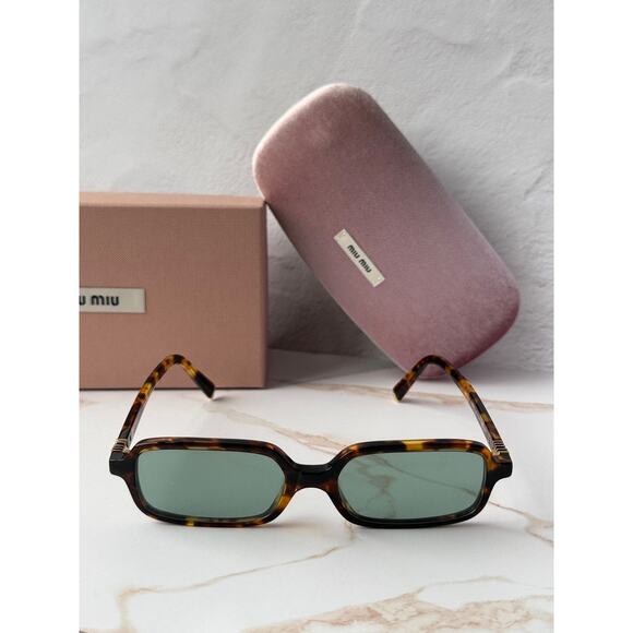 NEW Miu Miu MU11ZS Havana Brown Green Mirror Sunglasses